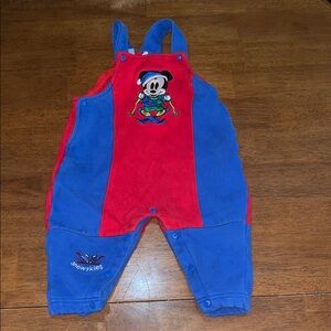 Disney Red and Blue Overalls Vibrant Two-Tone Design